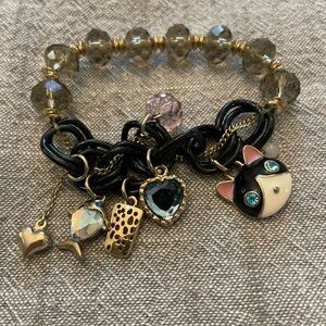 Betsey Johnson Black and Gold Charm Bracelet